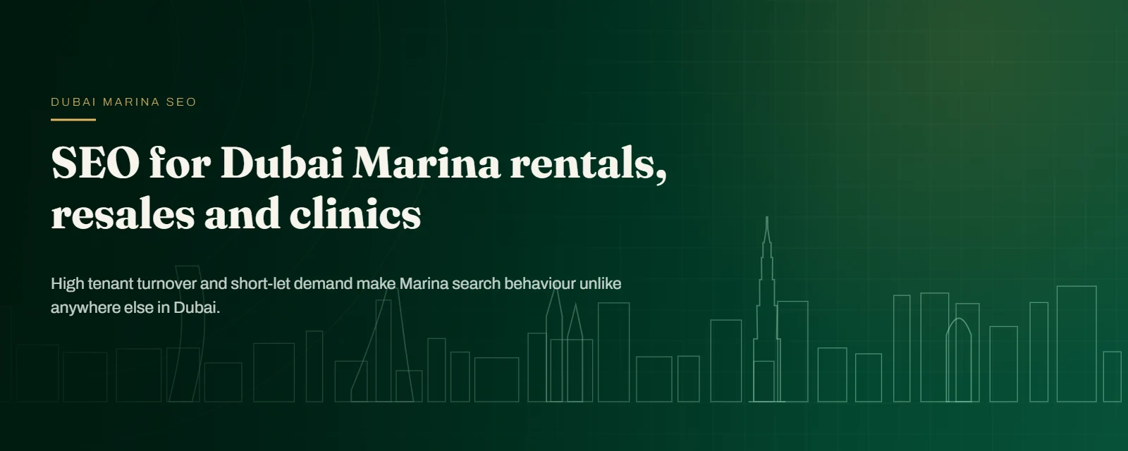 Dubai skyline banner illustration for local SEO and Google Business Profile services